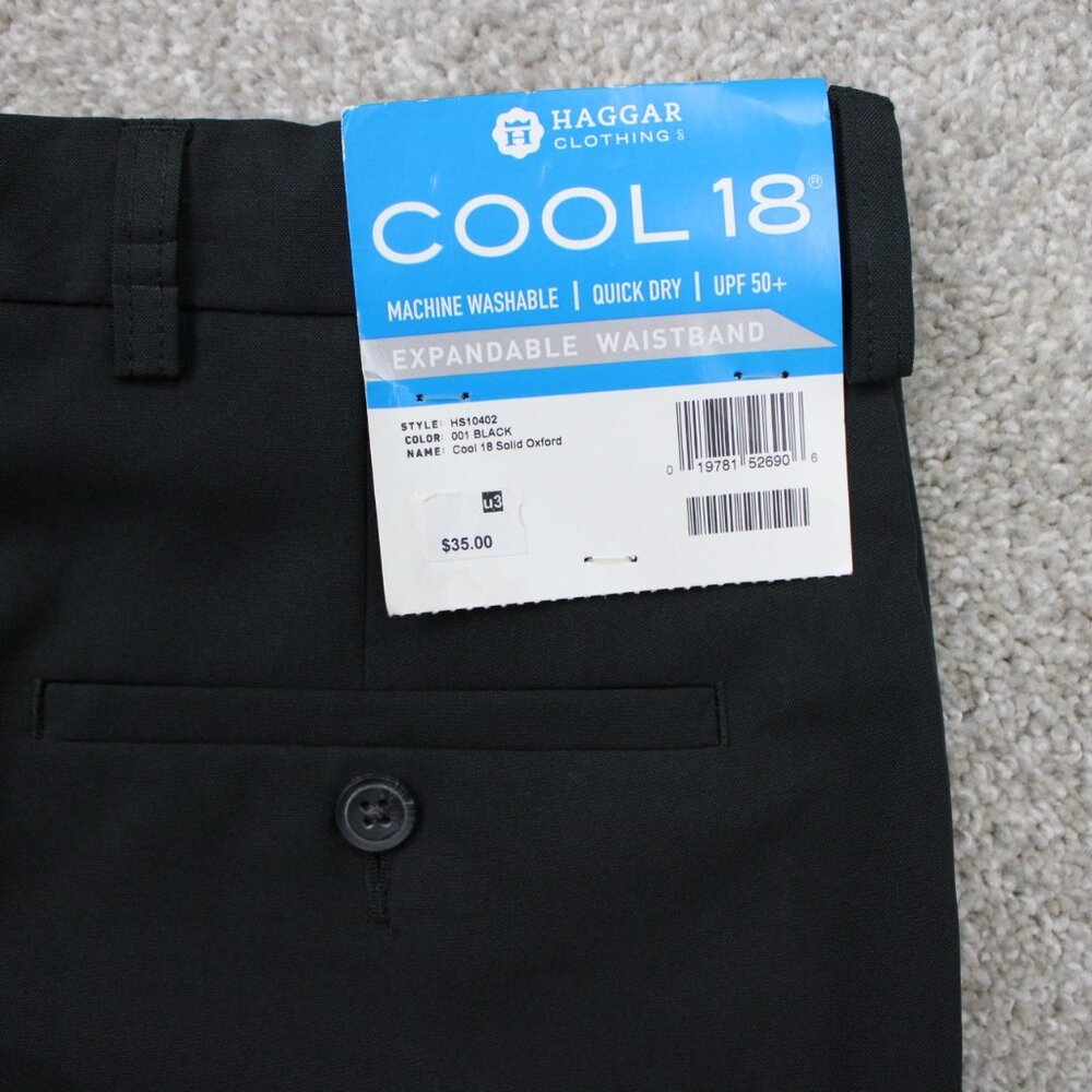 Haggar Cool 18 Shorts NWT Men 42 Black Expandable Waistband Quick Dry 10" inseam